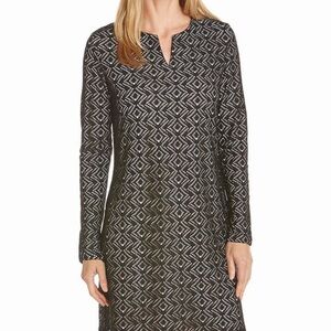 Coolibar Black and White Geometric Long Sleeve Dress